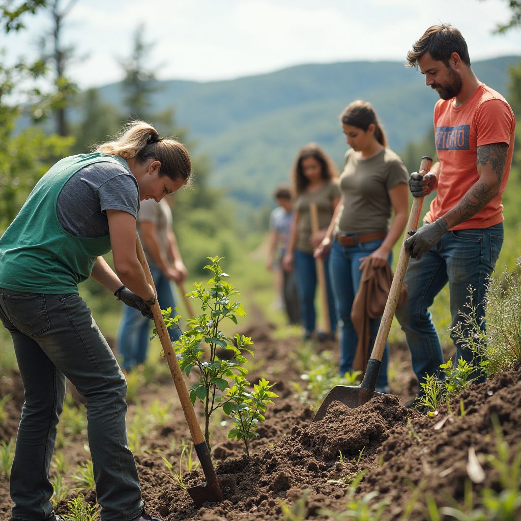 Community tree planting day with local volunteers