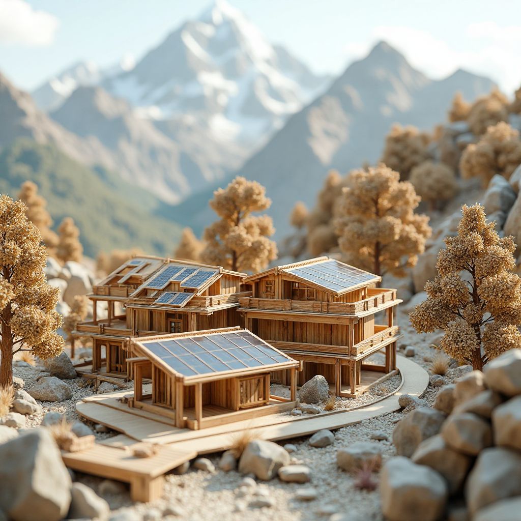 Architectural model of the eco-retreat main buildings